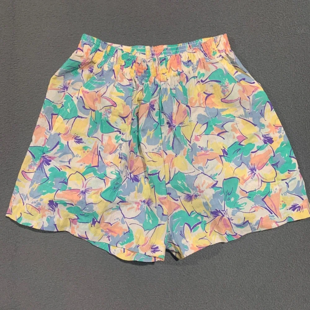 The‎ Season Ticket Vintage Girls Floral Shorts Set High Waist Long Grandma 10/12